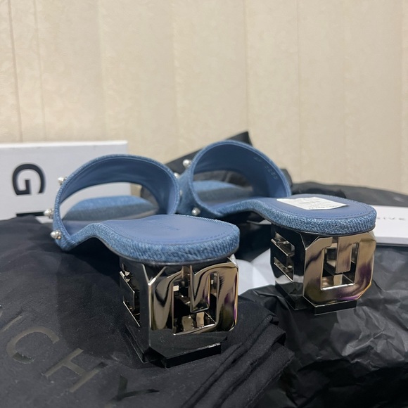 NEW Givenchy Denim G-Cube G logo kitten heel mules - Picture 8 of 16